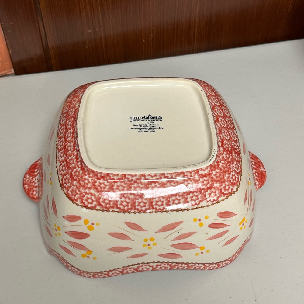 Old World Cranberry by TEMP-TATIONS Floral Ceramic Serving Bowl - Red - Picture 7 of 10